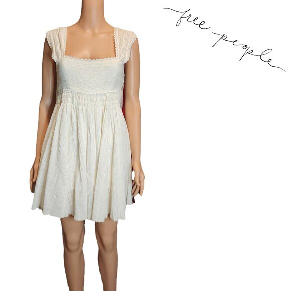 Free People Dresses & Skirts - Free People Heartland mini dress NWT White Small missing one lace